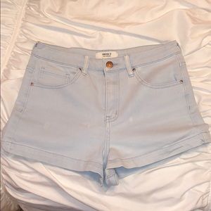 Light Blue High-Rise Shorts